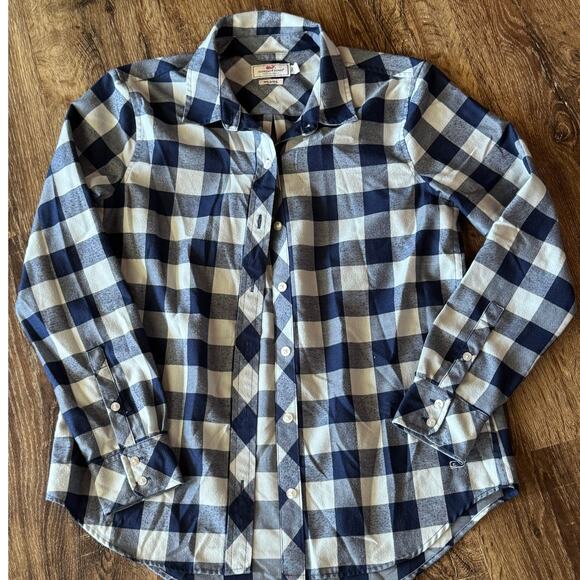 Vineyard Vines Womens Flannel Button Up Shirt Size 4 - Picture 1 of 6